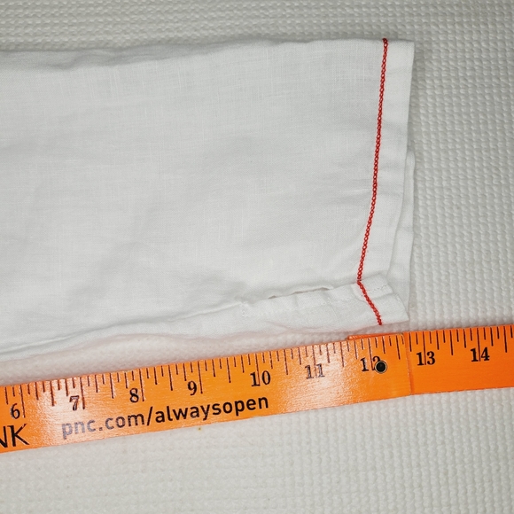 Tommy Bahama Tunic 100% Linen Small White V-Neck Beach Embroidered 3/4 Sleeve - Picture 5 of 7